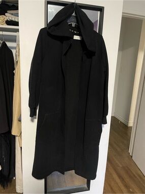 Tna x Aritzia Black Cotton Blend Maxi Sweater Housecoat